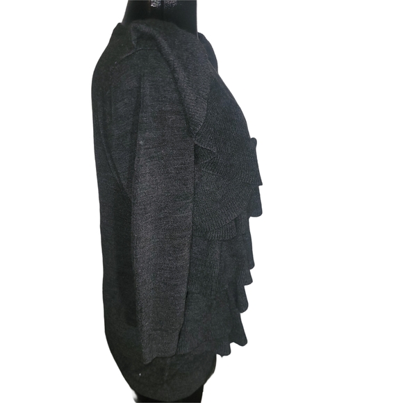 Premise Gray Knit Ruffled Cardigan L - Picture 3 of 6